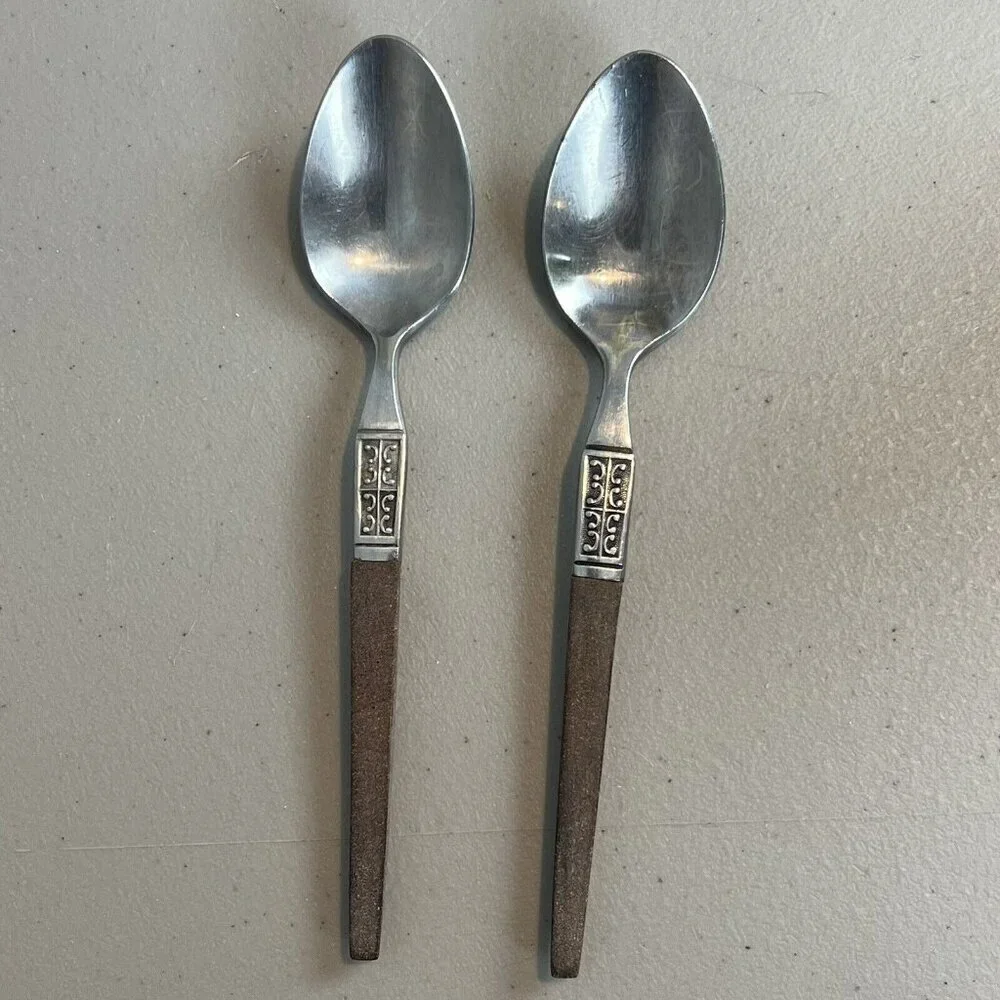 2 EKCO ETERNA LA JOYA Mid‎ Century Modern Teaspoons Flatware MCM